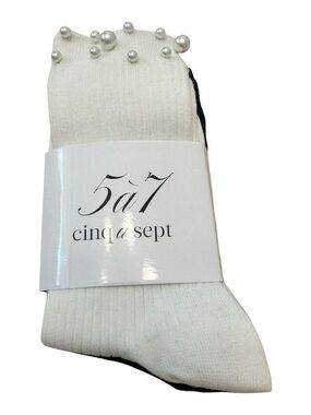 VIP Cinq a Sept Socks 2 Pairs Pearls & Gems Gift Set NWT